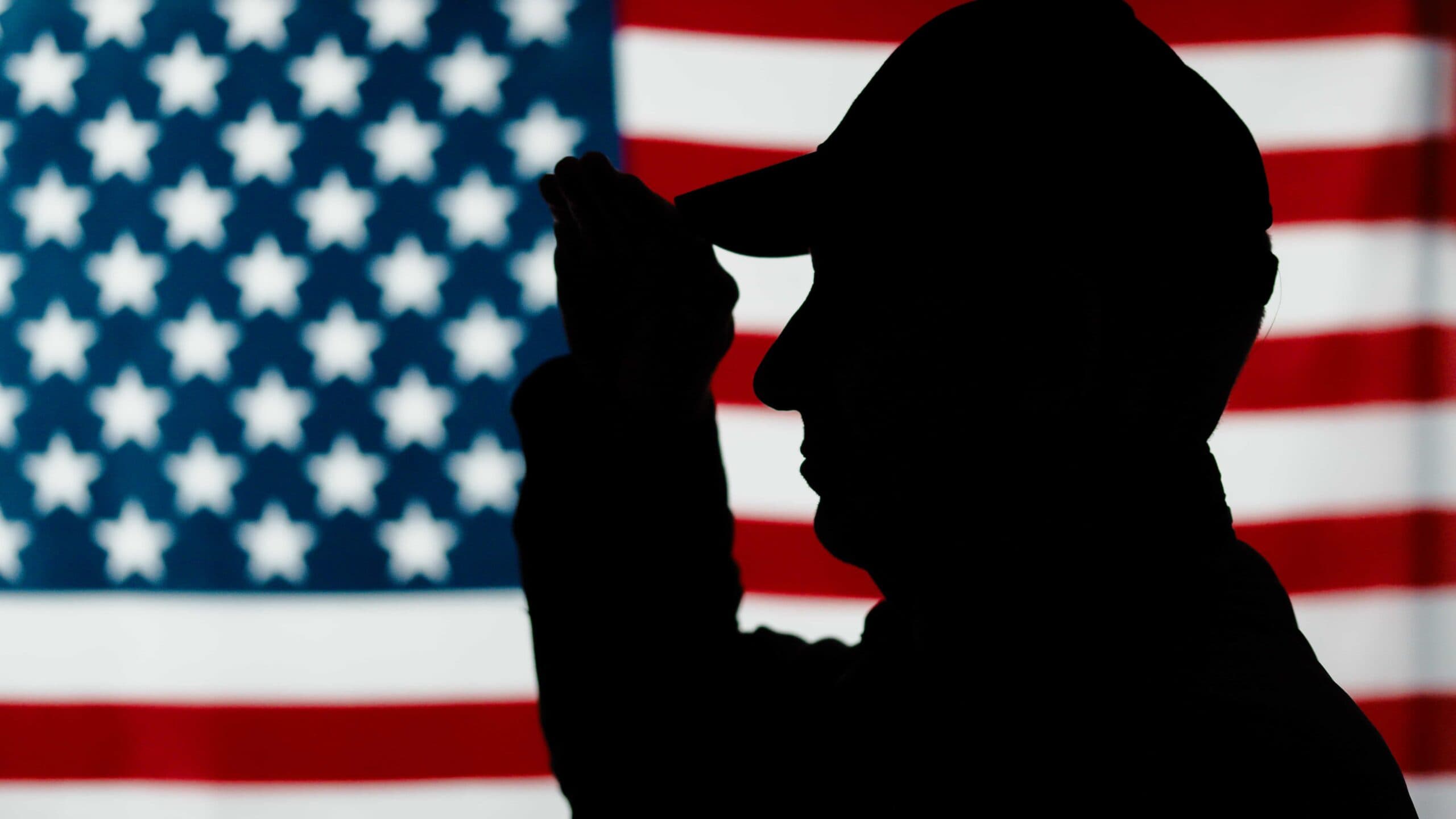 Veteran at attention